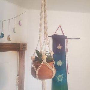 Handmade Macramé Plant Hanger with Wooden Beads